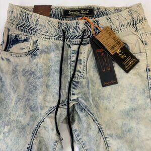 Smoke Rise Mens Acid Wash Jogger Pants Drawstring Distressed Medium NWT